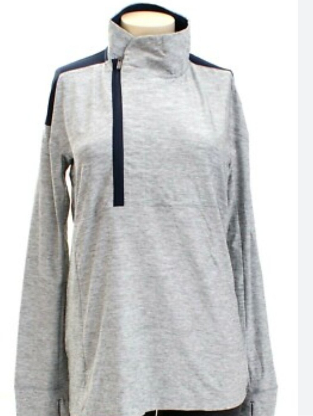 Under Armour Heather Gray Half-Zip Pullover with Navy Trim